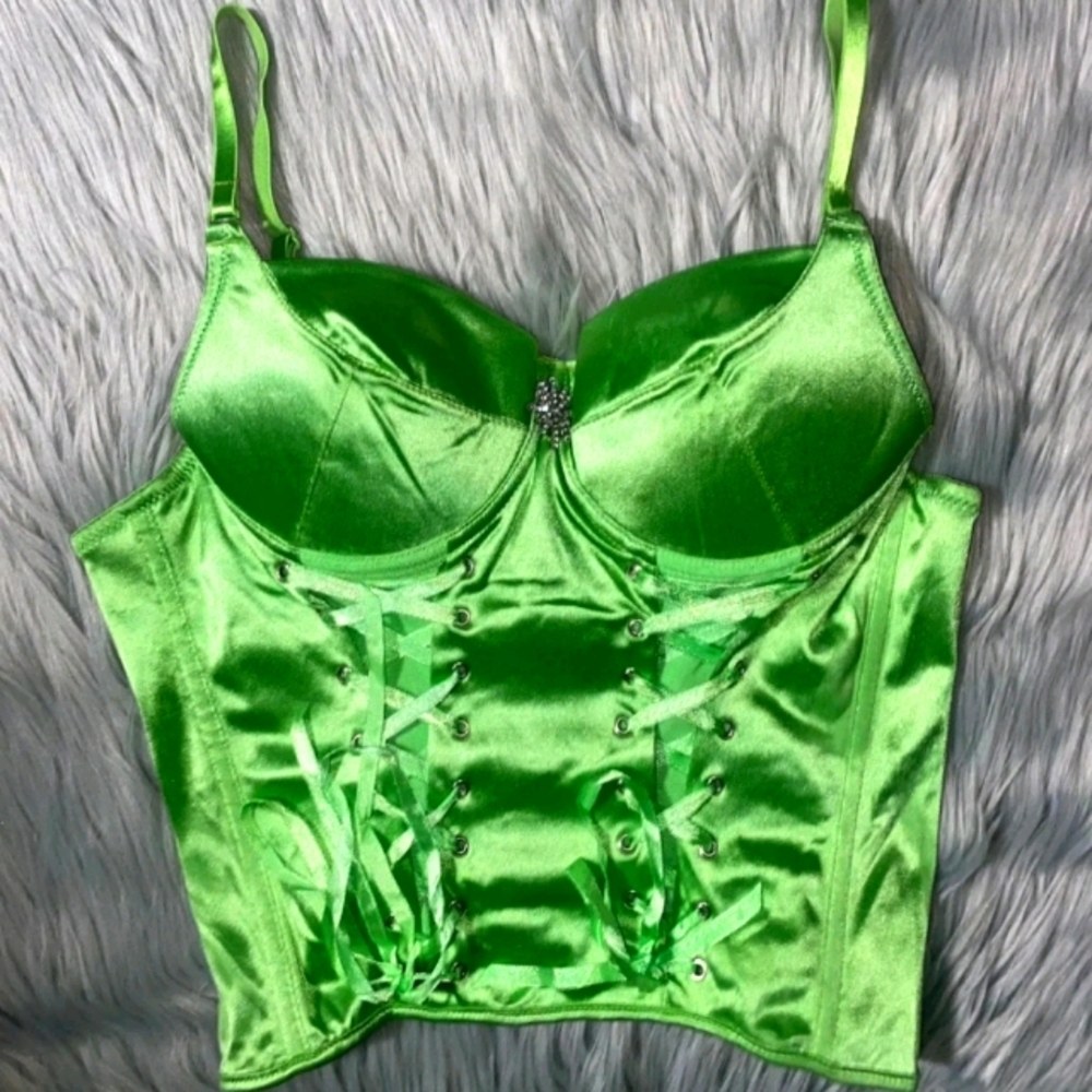 Gorgeous green silk corset top